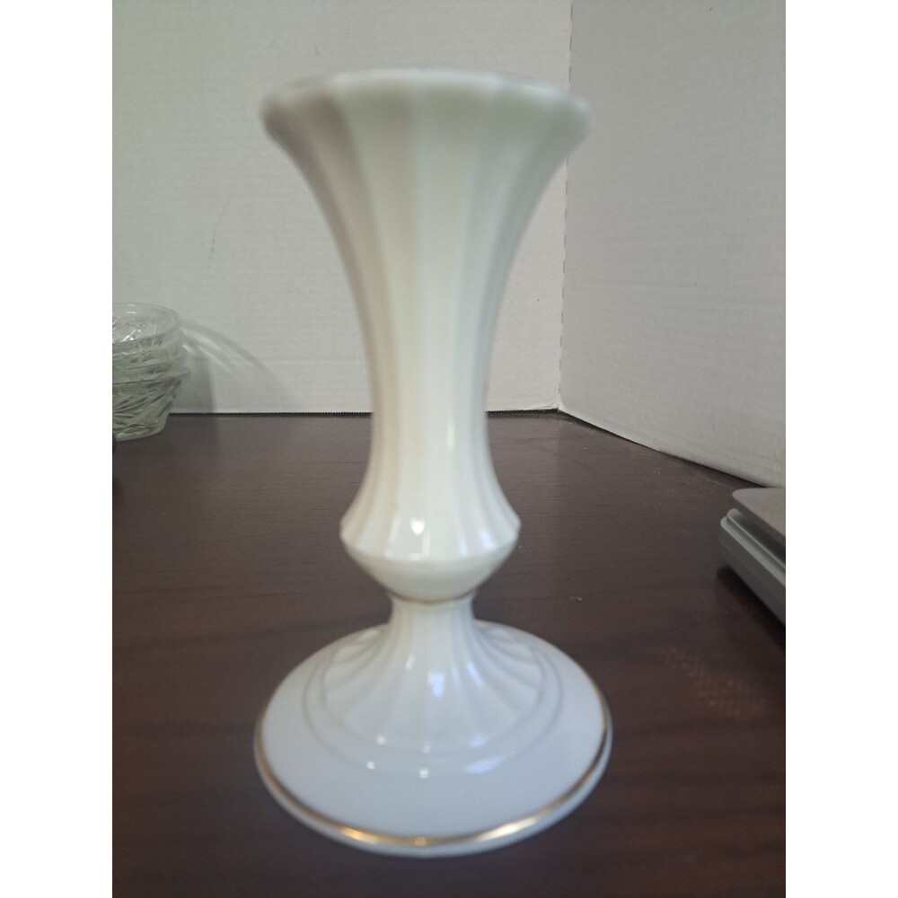 Vintage Lenox Classic Collection Bone China With Gold Trim Fluted Candlestick...